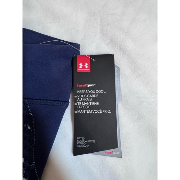 Under Armour Fitted Heatgear Compression Cropped Leggings Printed Blue Women’s - Picture 5 of 7